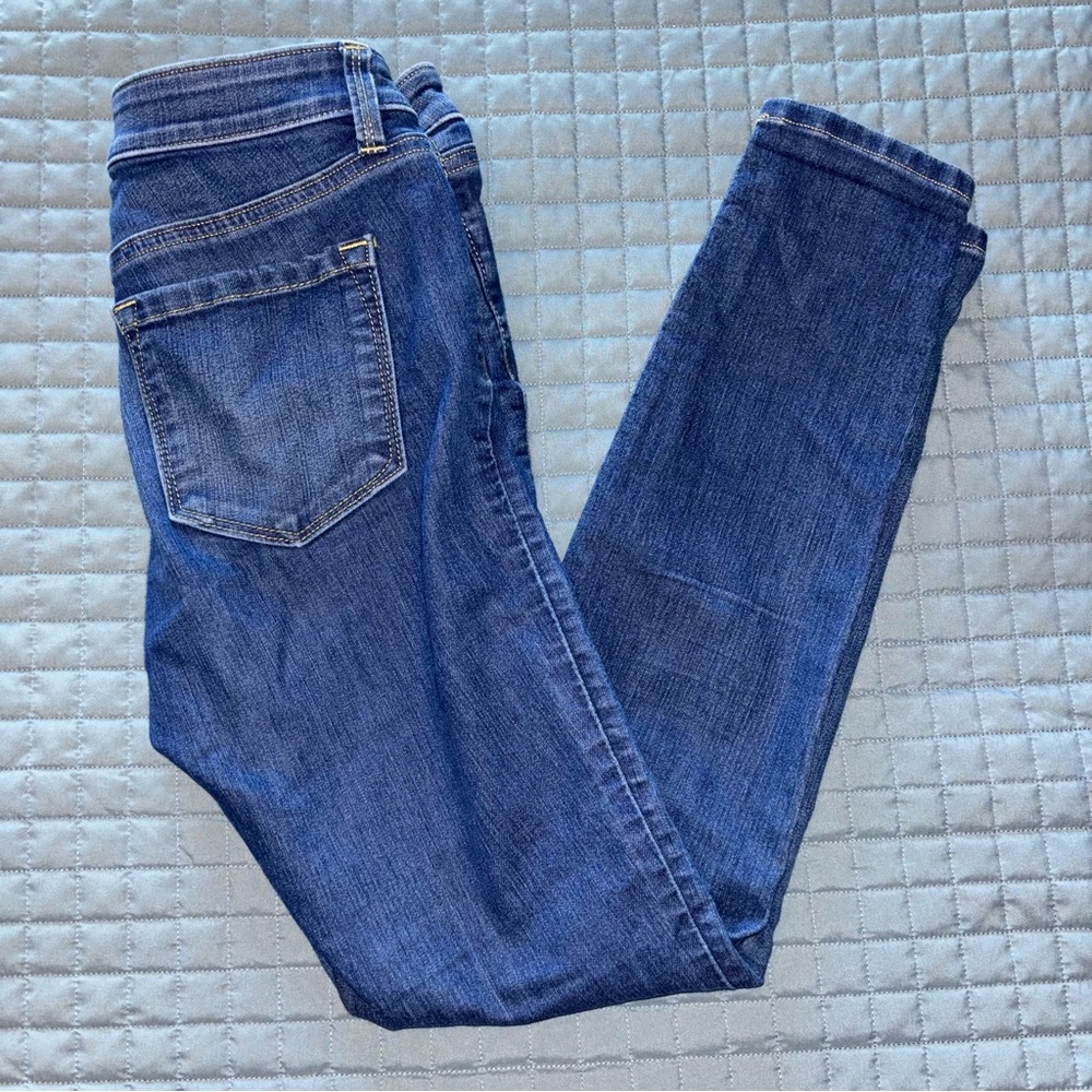 Ann Taylor LOFT Womens Jeans Super Skinny Size 26/2 Dark Whisker Stretch -(L02A)